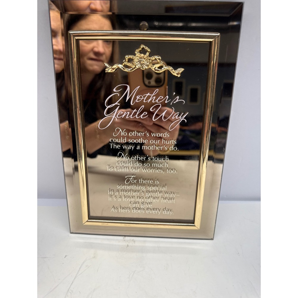Summit Collection Mothers Gentle Way Mirrored Wall Plaque Gold Tone Poem Vintage